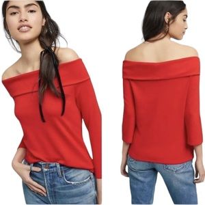 Anthropologie Red Off the Shoulder Top Size XS